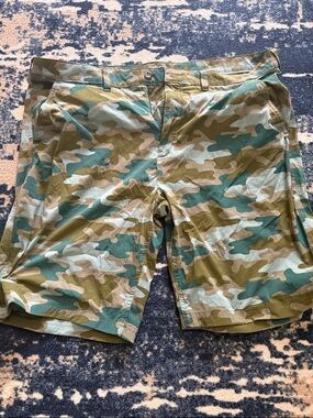 Eddie Bauer Men's Camouflage Flat-Front Shorts - Olive & Teal